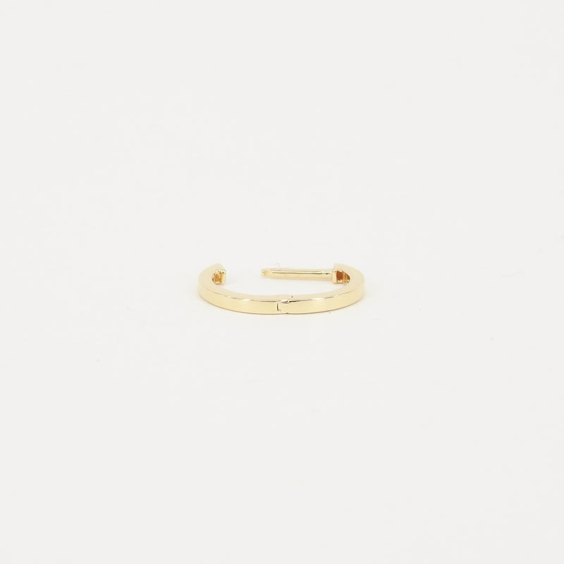 Flat Hoop Huggie Earrings - Dainty Solid 18K Gold Hoops