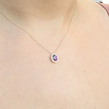 Oval Rhodolite Diamond Halo Necklace