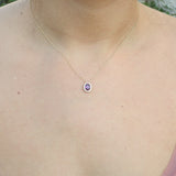 Oval Rhodolite Diamond Halo Necklace