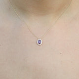 Oval Rhodolite Diamond Halo Necklace