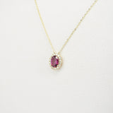 Oval Rhodolite Diamond Halo Necklace