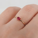 Dainty Oval Ruby Engagement Ring – Minimalist Small Ruby Ring – Simple Ruby Ring - Genuine July Birthstone Ring - Ruby Stacking Gold Ring