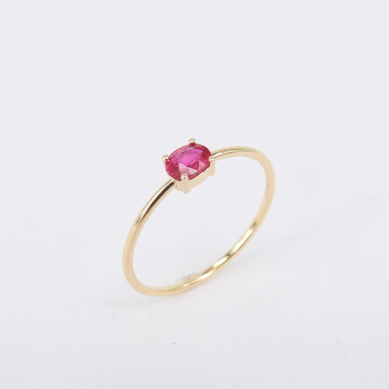 Dainty Oval Ruby Engagement Ring – Minimalist Small Ruby Ring – Simple ...
