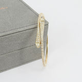 Natural Diamond Snake-Inspired Bangle Bracelet – Thin 18k Gold Stacking Bangle