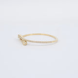 Natural Diamond Snake-Inspired Bangle Bracelet – Thin 18k Gold Stacking Bangle