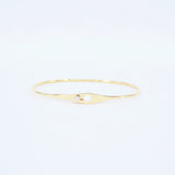 Dainty Diamond Solid Gold Bangle - Minimalist Bezel Design