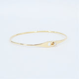 Dainty Diamond Solid Gold Bangle - Minimalist Bezel Design