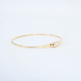 Dainty Diamond Solid Gold Bangle - Minimalist Bezel Design