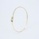 Dainty Diamond Solid Gold Bangle - Minimalist Bezel Design