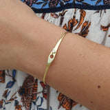 Dainty Diamond Solid Gold Bangle - Minimalist Bezel Design