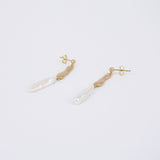 Organic Gold Baroque Pearl Earrings – Statement Dangling June Birthstone Jewelry