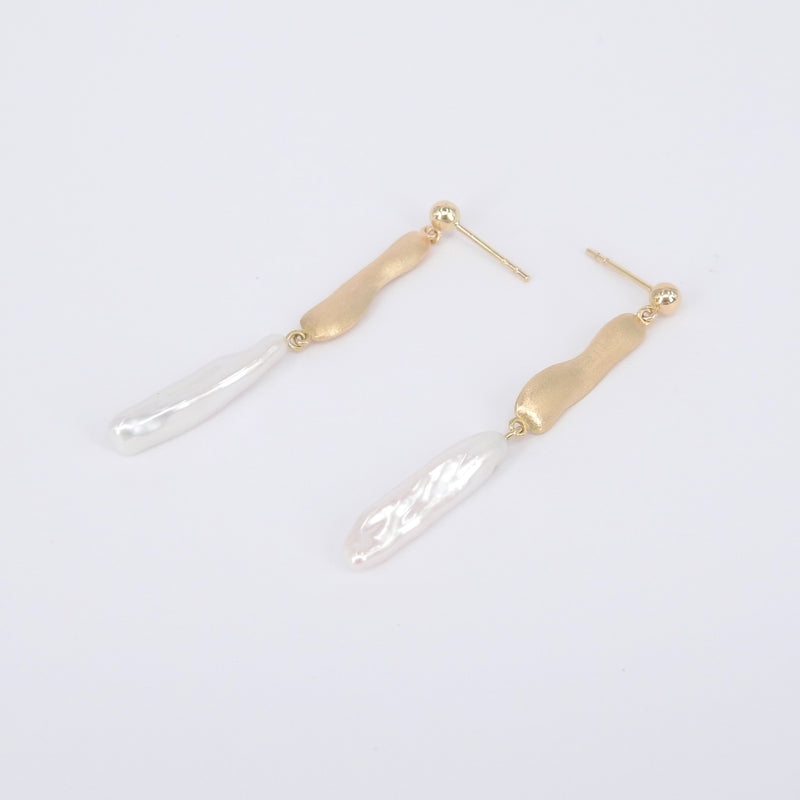 Organic Gold Baroque Pearl Earrings – Statement Dangling June Birthstone Jewelry