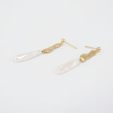 Organic Gold Baroque Pearl Earrings – Statement Dangling June Birthstone Jewelry