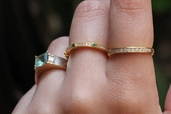 Custom Order / Diamond Channel & Tsavorite Bezel Wedding Band