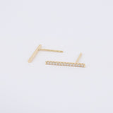 Long Diamond Bar Earrings – Elongated Geometric Design