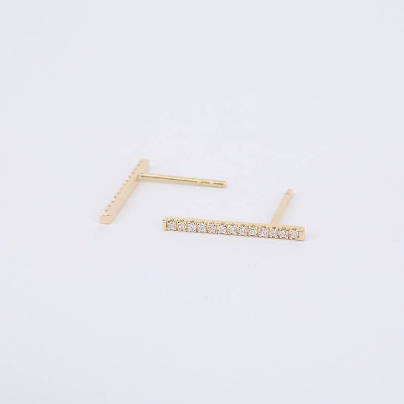 Long Diamond Bar Earrings – Elongated Geometric Design