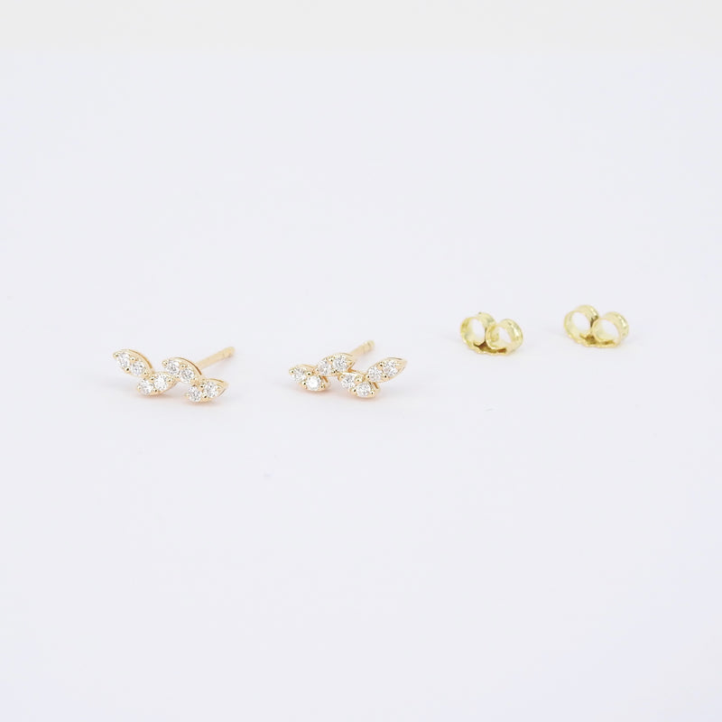 Marquise Illusion Diamond Earrings - Delicate Nature-Inspired Studs