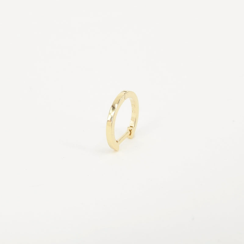 Flat Hoop Huggie Earrings - Dainty Solid 18K Gold Hoops