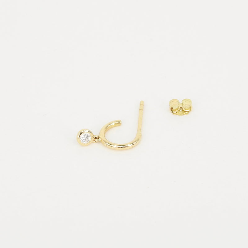 Plain Gold Hoops With Dangling Bezel Diamonds