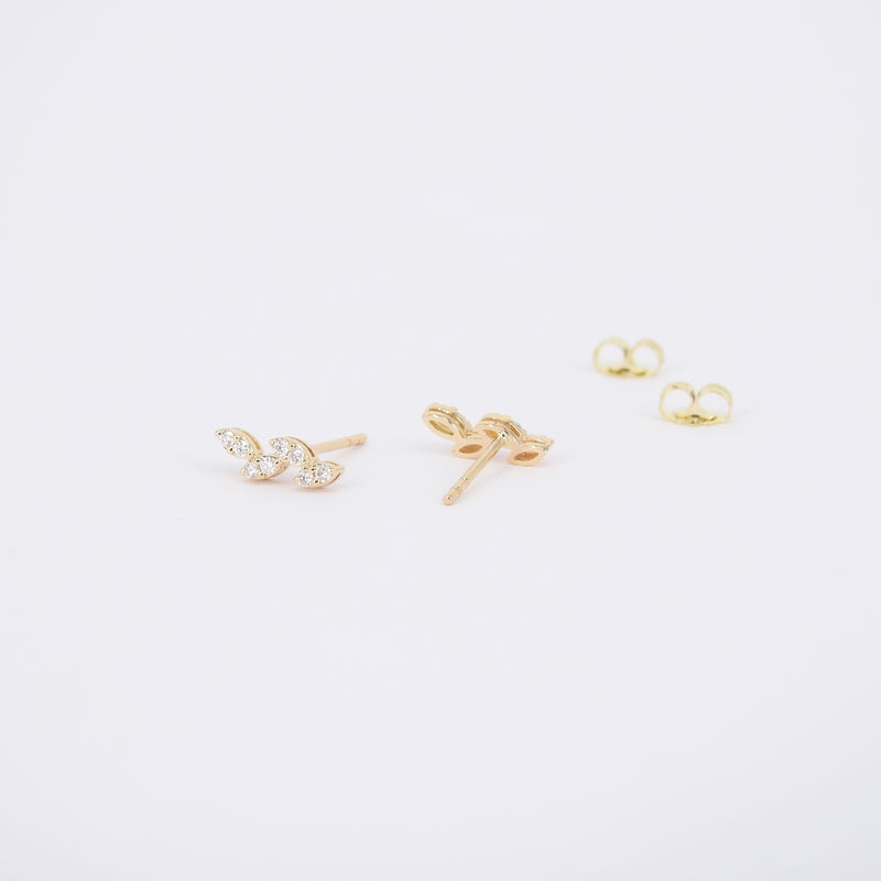 Marquise Illusion Diamond Earrings - Delicate Nature-Inspired Studs