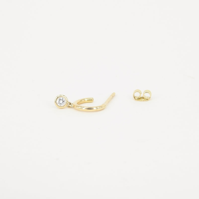 Plain Gold Hoops With Dangling Bezel Diamonds