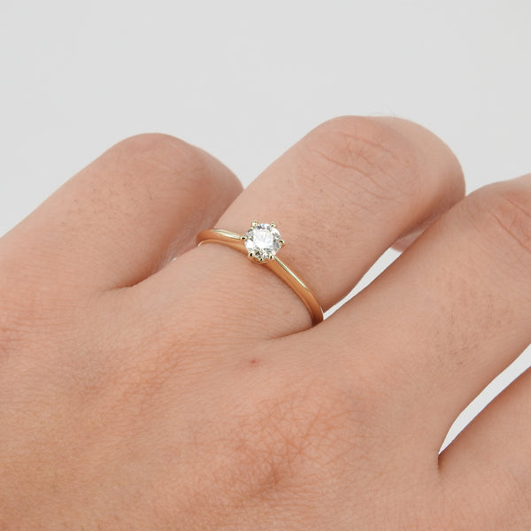 Vintage Style Diamond Engagement Ring – 6 Prongs GIA Certified Diamond Ring – April Birthstone – Handmade Wedding Jewelry
