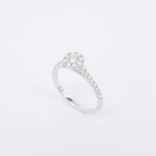Halo Diamond Engagement Ring - Art Deco Diamond Ring - April Birthstone - Illusion Solitaire Wedding Ring - Handmade Jewelry