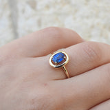 Genuine Oval Celestial Halo Cornflower Sapphire Engagement Ring