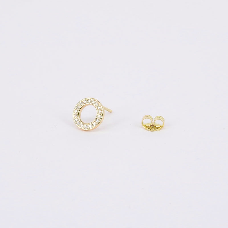 Circle Diamond Studs - Genuine Diamond Earrings - Vintage Pave April Birthstone Earrings