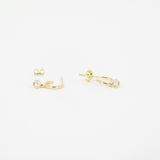 Plain Gold Hoops With Dangling Bezel Diamonds