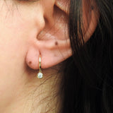 Plain Gold Hoops With Dangling Bezel Diamonds