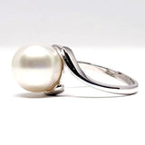 Wavy Natural White South Sea Chunky Pearl Engagement Ring