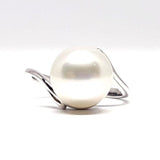 Wavy Natural White South Sea Chunky Pearl Engagement Ring