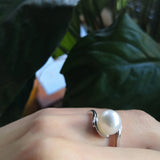 Wavy Natural White South Sea Chunky Pearl Engagement Ring