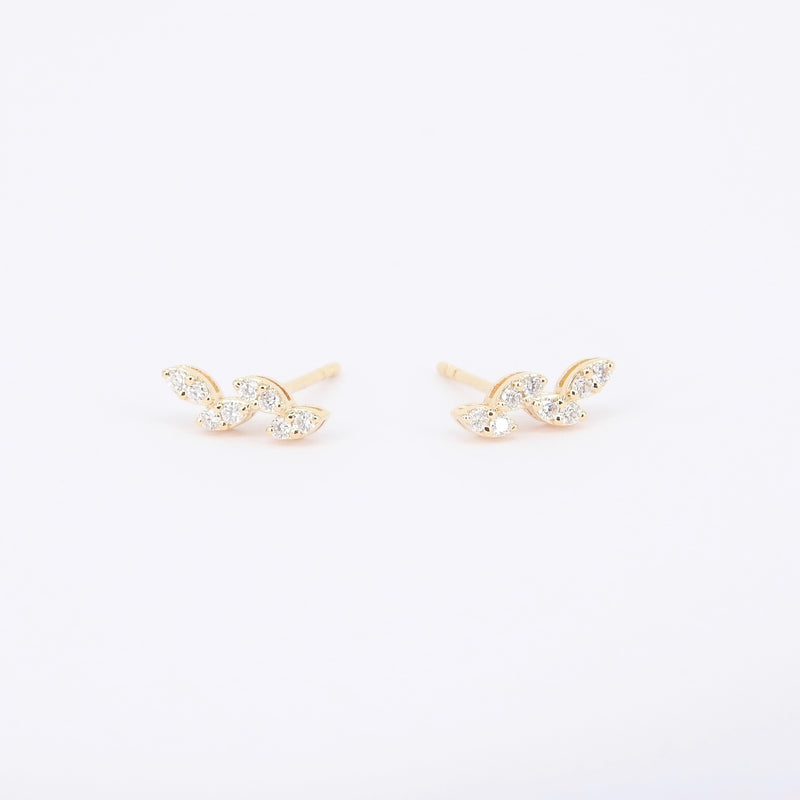 Marquise Illusion Diamond Earrings - Delicate Nature-Inspired Studs