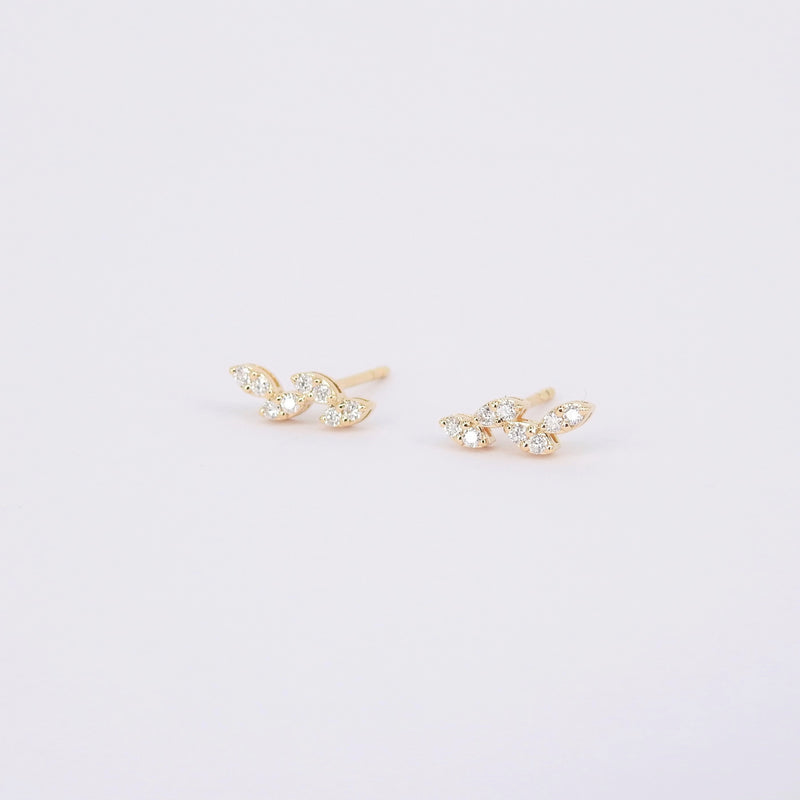 Marquise Illusion Diamond Earrings - Delicate Nature-Inspired Studs