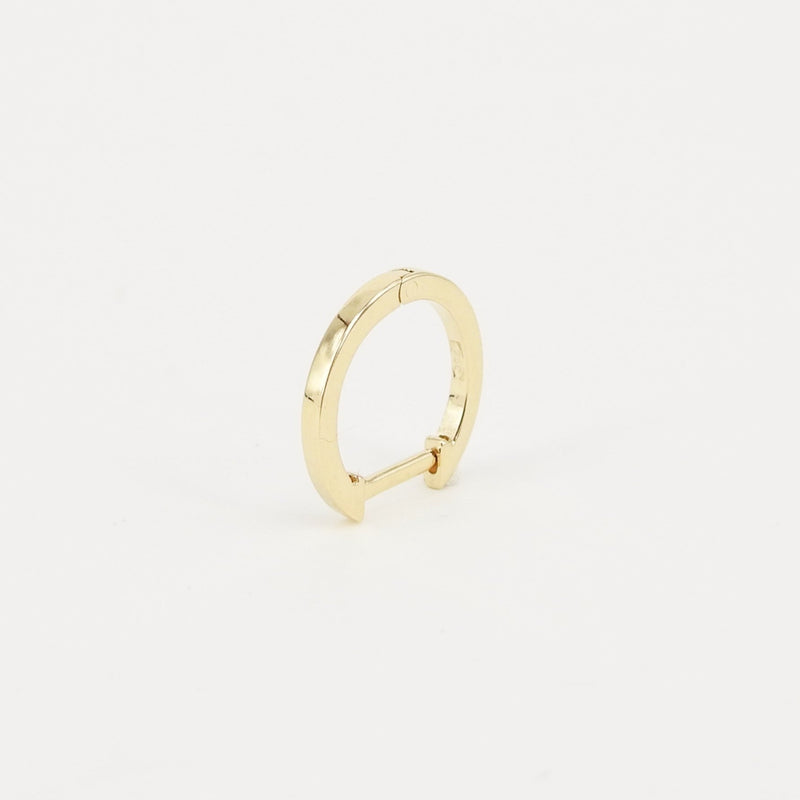 Flat Hoop Huggie Earrings - Dainty Solid 18K Gold Hoops