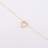 Heart Shaped Pave Diamond Bracelet - Dainty Diamond Chain Bracelet - Minimalist Fine Jewelry