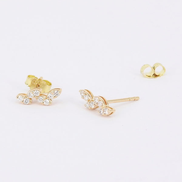Marquise Illusion Diamond Earrings - Delicate Nature-Inspired Studs