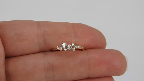 Dainty Diamond Cluster Ring - April Birthstone - Handmade Jewelry