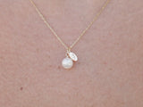 Pearl Necklace with Gold Initial Charm – Solid 18k Gold & Natural Cultured Pearl – Personalized June Birthstone Gift for Her
