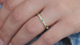 Tsavorite & Diamond Eternity Band – Full Solid 18k Gold Bezel Wedding Ring – Green Gemstone Stackable Anniversary Band