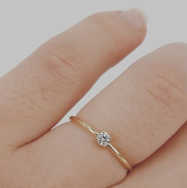 Dainty 0.1 Ct Genuine Diamond Engagement Ring