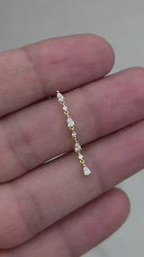 Pear Diamond Drop Earrings – Solid 18K Gold Dangle Earrings – Delicate Diamond Bridal Earrings – Wedding Diamond Earrings for Women