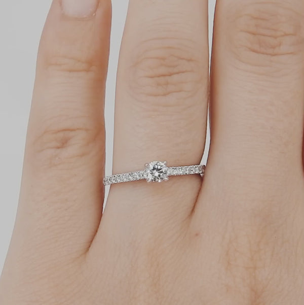 Small Diamond Engagement Ring – Delicate Dainty Diamond Ring – April Birthstone – Handmade Wedding Jewelry