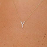 Natural Dainty Diamond Initial Pendant – Simple Delicate Custom Letter Necklace