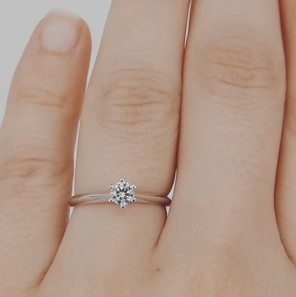 Vintage Style Diamond Engagement Ring – GIA Certified 0.25 Ct Diamond Ring – April Birthstone – Handmade Wedding Jewelry