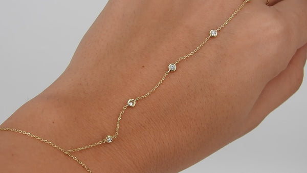 Dainty Diamond Hand Chain - Multi Bezel Bracelet - Minimalist Jewelry