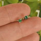 Natural Emerald Earrings - Minimalist Princess Studs