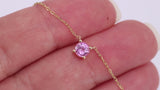 Natural Pink Sapphire Necklace in Solid 18K Gold | Pink Sapphire Solitaire Pendant | September Birthstone Necklace | Dainty Gift for Her